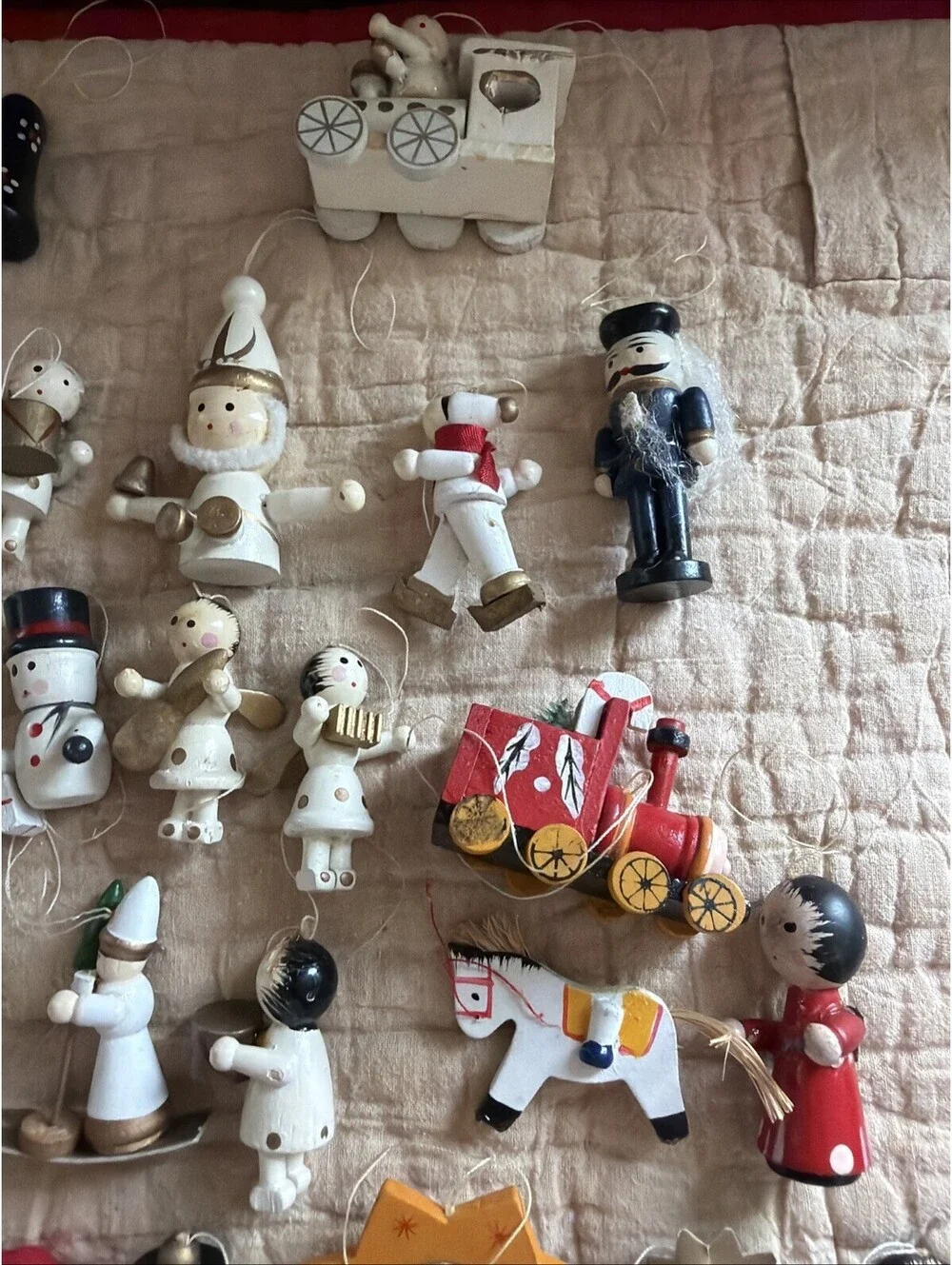 Vintage Mixed Lot 60 Wooden Christmas Tree Ornaments Hand Painted German Style